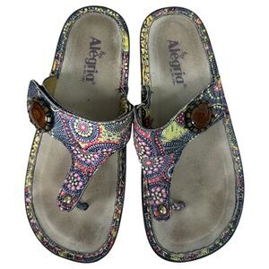 Alegria Carina Flora Floral Leather Sandal Flip Flop Women's Size 38 US 8/8.5